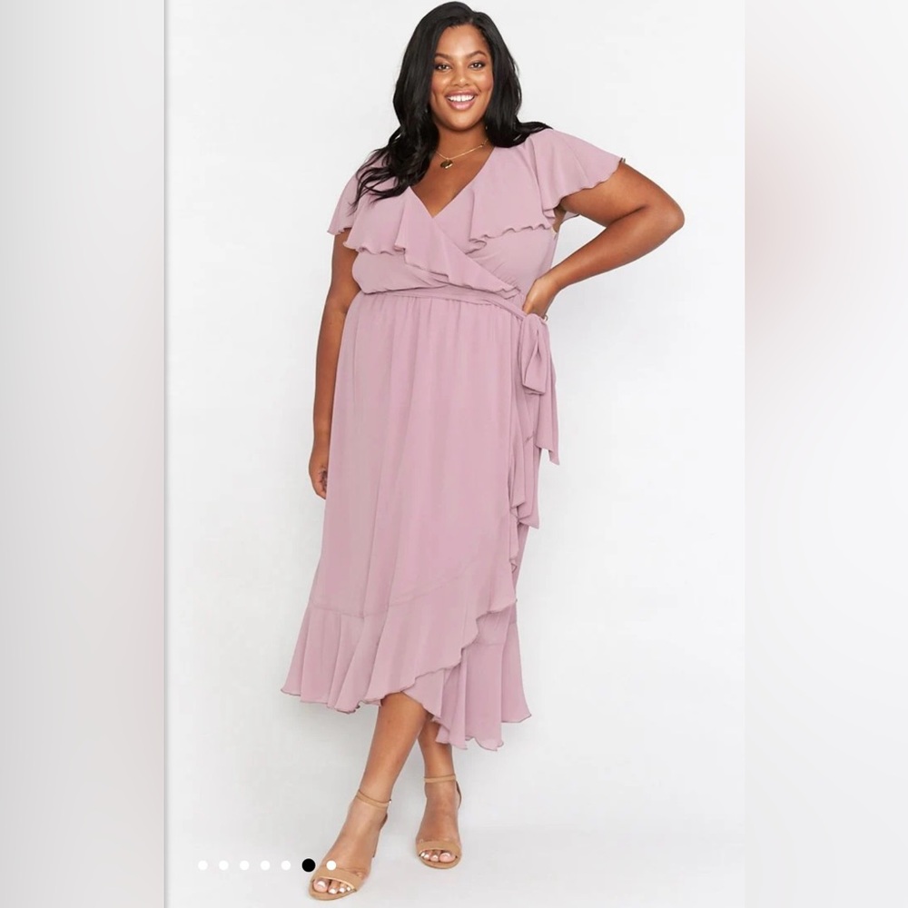Show Me Your Mumu Jess Ruffle Midi Dress in Antique Rose 2X